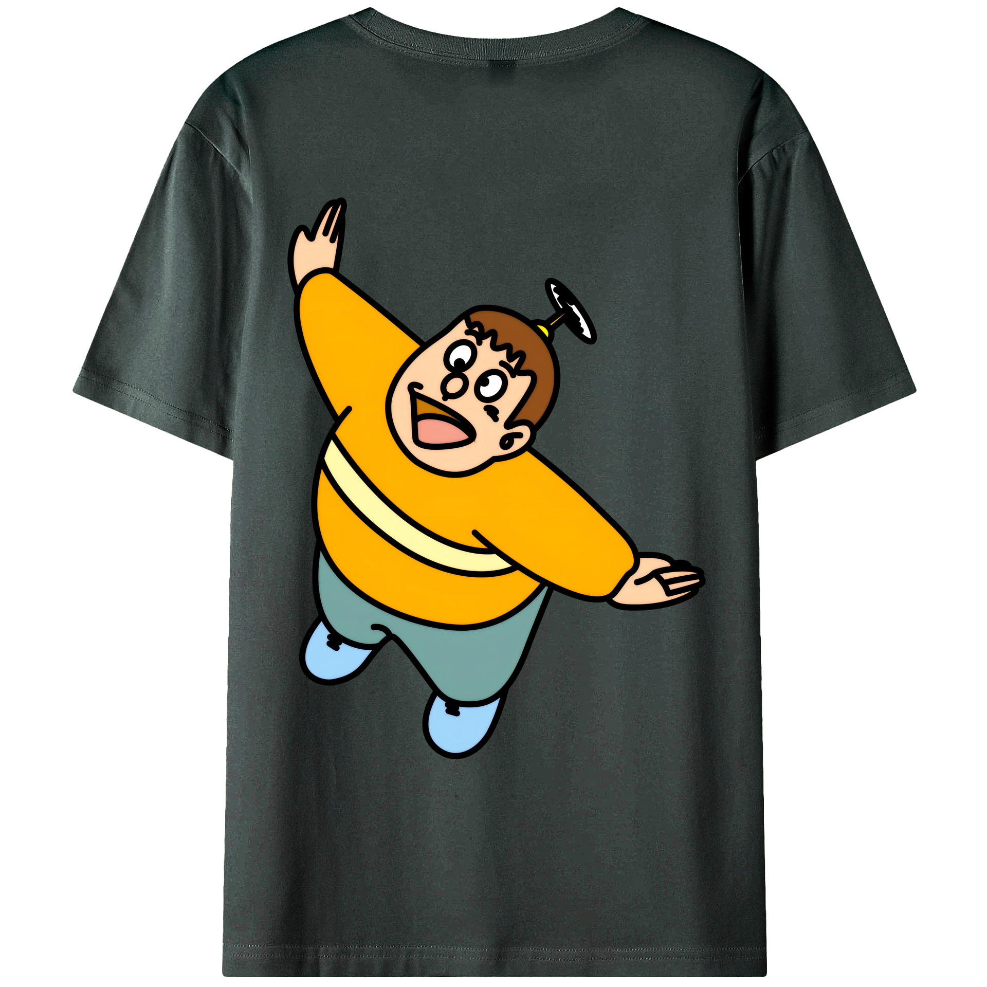 （画像用） ドラえもん 剛田武 Doraemon Gouta Takeshi 綿100％ メンズ半袖Tシャツ（バックプリント） 通気性
